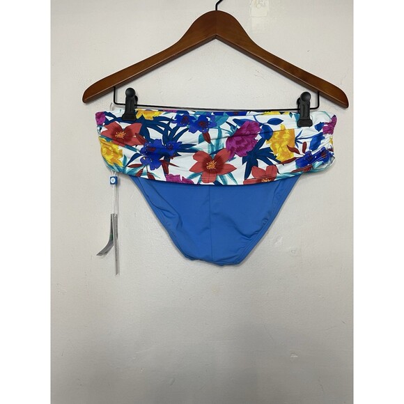 Bleu Rod Beattie WomenS 8 Medium Bikini Bottom Blue Floral Fold Over Waist NWT - Picture 4 of 5